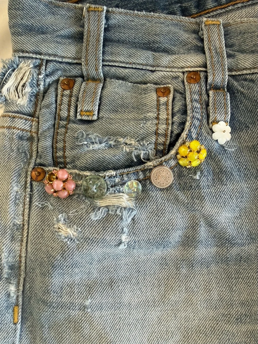 Calvin Rucker Distressed Denim Boyfriend Shorts Size 25